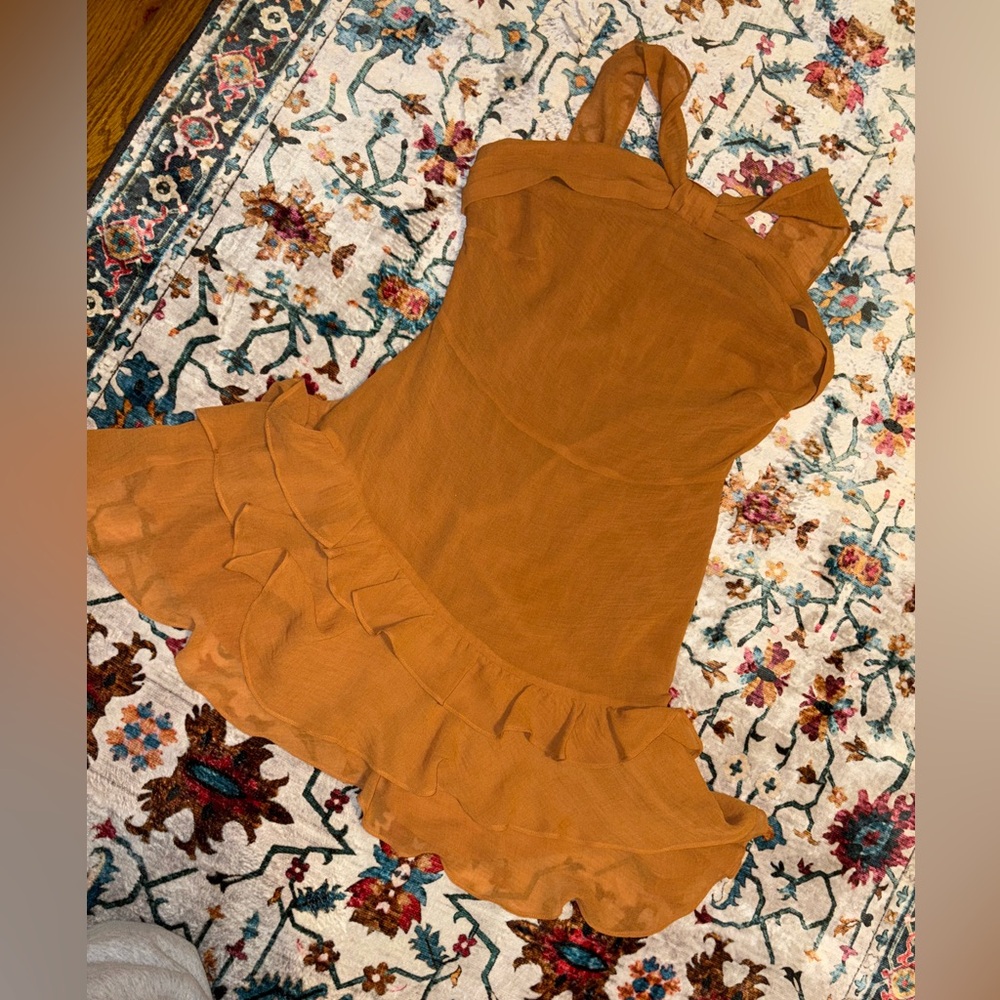 Kendall + Kylie Rust Orange Ruffle Dress